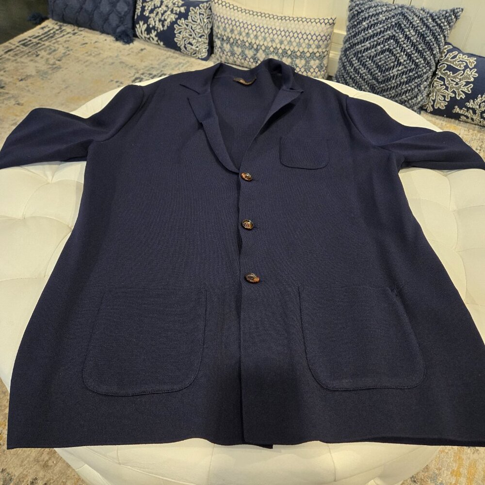 Bottega Veneta Luxury Blue Button-up Shirt Jacket NWOT L